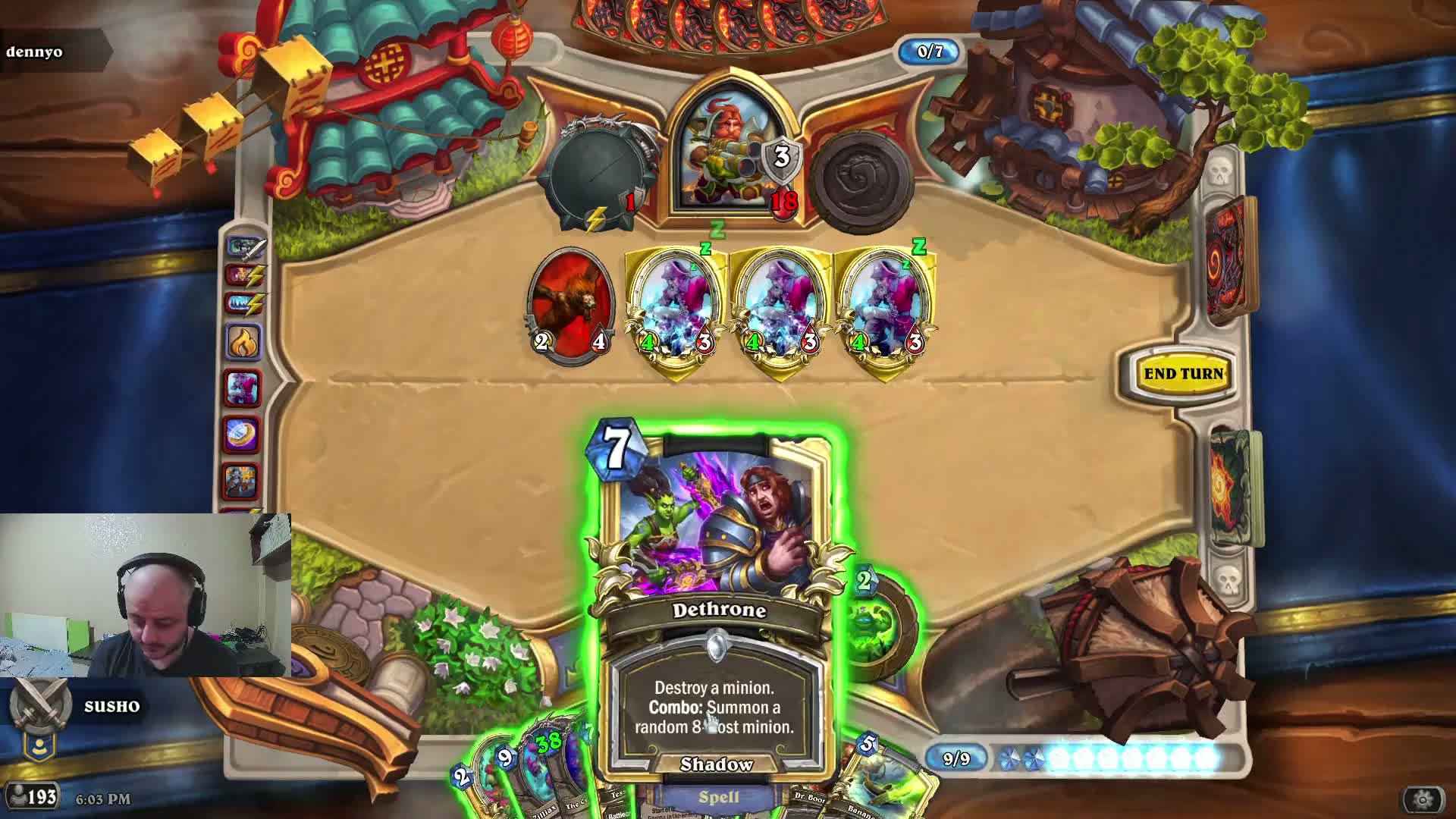 Hearthstone gameplay with Sushopapi's facecam